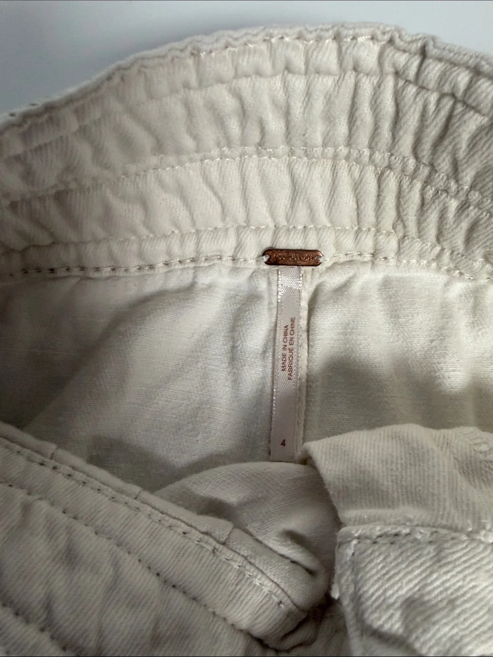 Free People Ivory High-Waist Mini Skirt Size 4 Boho Cotton Hemp Blend